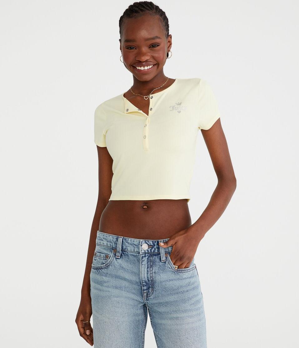 aéropostale Juicy Couture Cropped Henley lemon sorbet