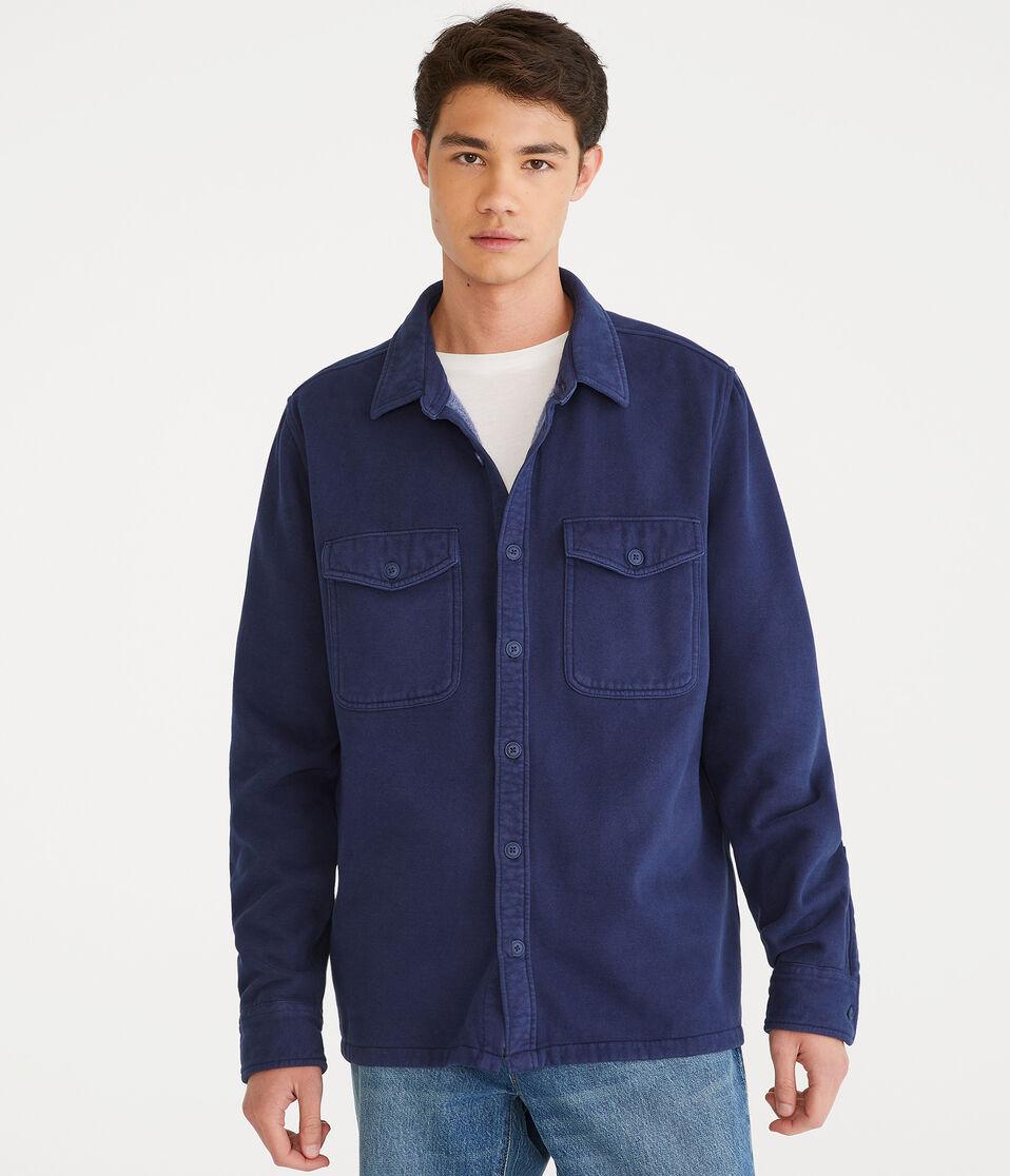 aéropostale Long Sleeve Fleece Overshirt naval blue