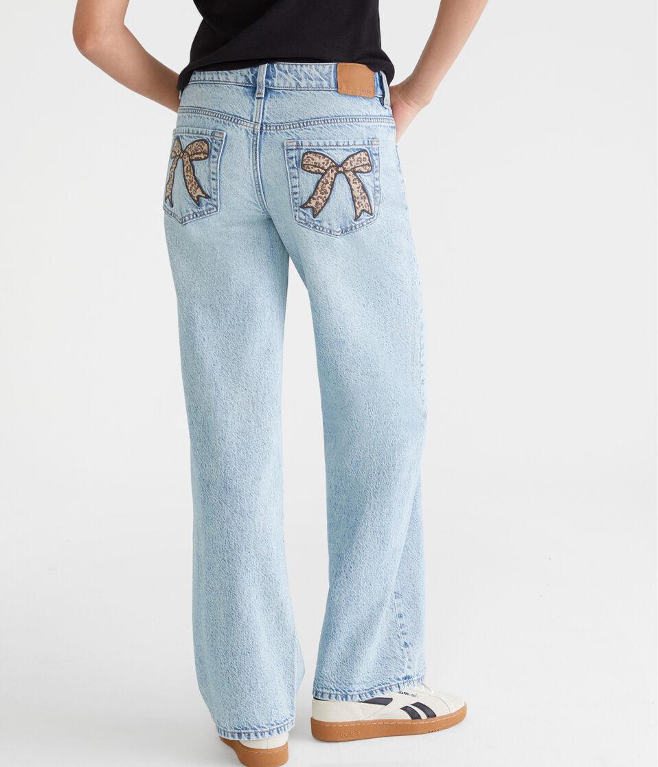 Aéropostale Low-Rise Baggy Wide Leg Bow Pocket Jean Medium Wash