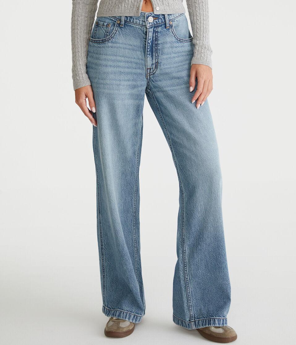 Aéropostale Low-Rise Baggy Wide Leg Carpenter Jean Medium Wash