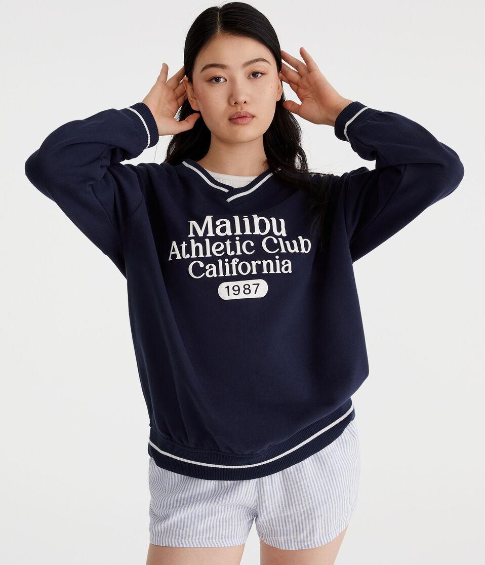 aéropostale Malibu Athletic Oversized V-Neck Sweatshirt cadet navy