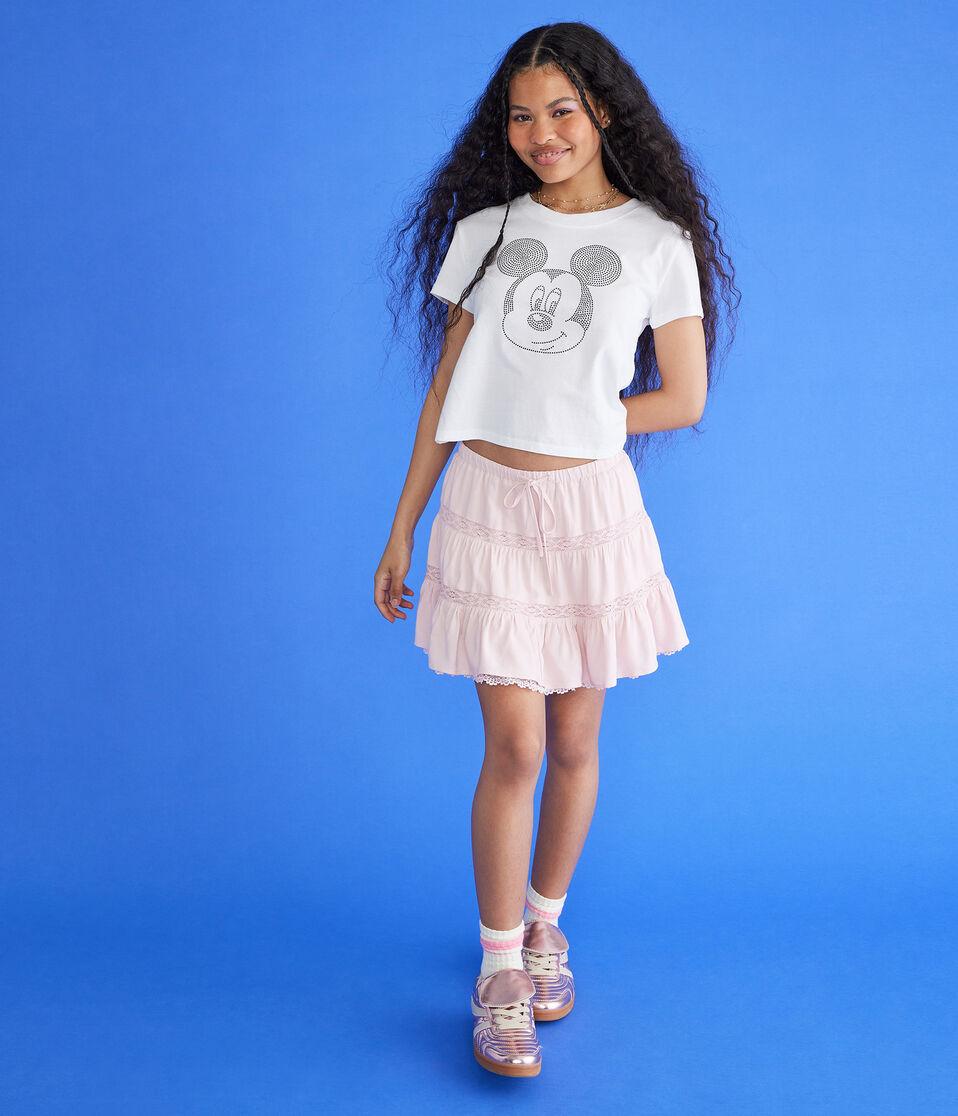 Aéropostale Mickey & Friends | Aero Rhinestone Mickey Mouse Cropped Vintage Fit Graphic Tee White