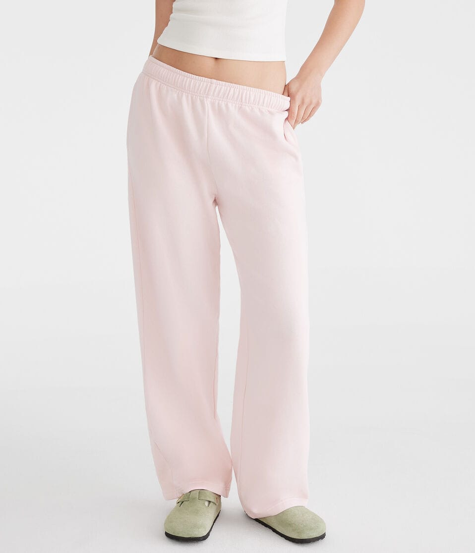 Aéropostale Mid-Rise Straight Leg Sweatpants Peach Whip