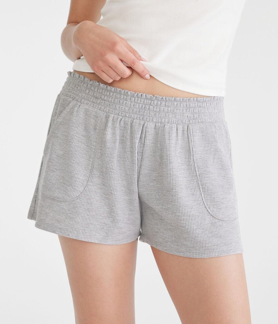 Aéropostale Mid-Rise Waffle Shorts Light Heather Grey