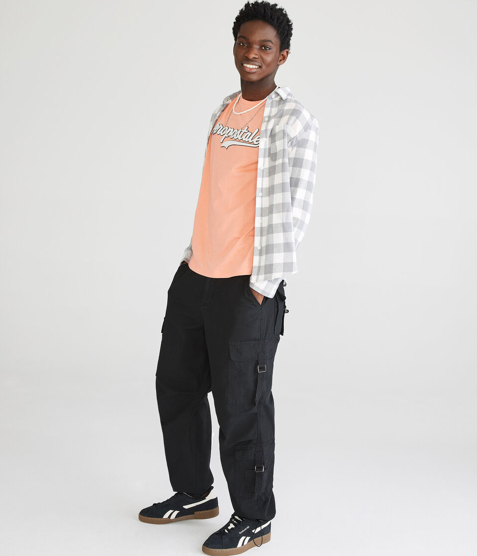 Aéropostale Relaxed Strap-Pocket Cargo Pants Black Fox