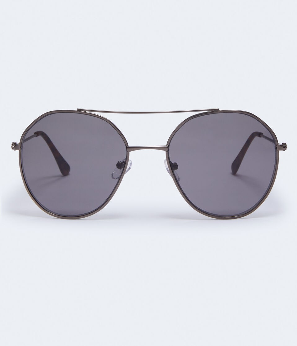 Aéropostale Rounded Geometric Top-Bar Sunglasses Black