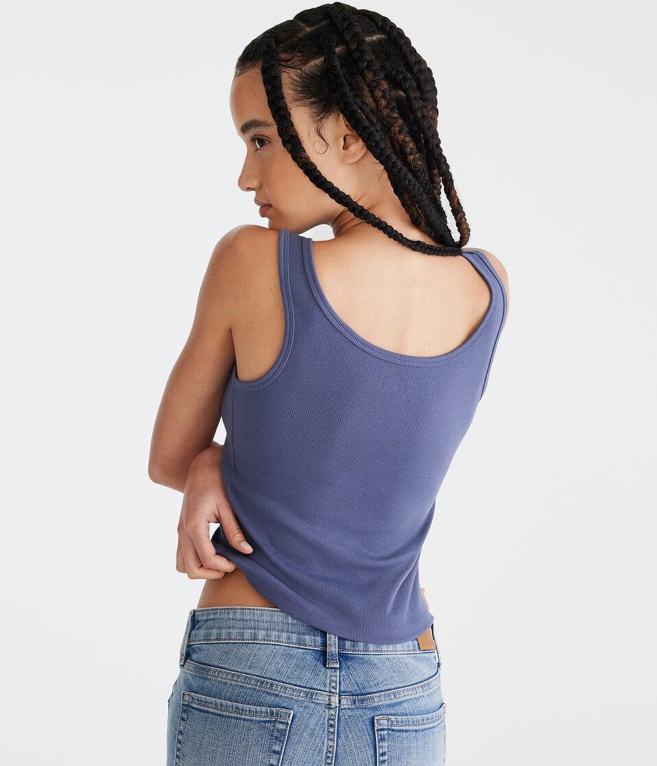 Aéropostale Seriously Soft Brasil 1989 Graphic Scoop-Neck Tank Nightshadow Blue