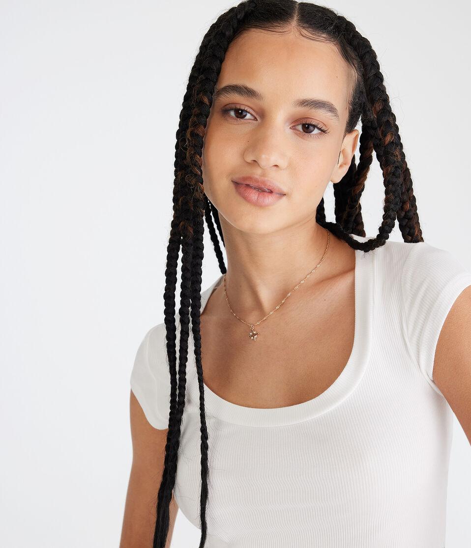 Aéropostale Seriously Soft Ribbed Scoop-Neck Baby Tee Cream