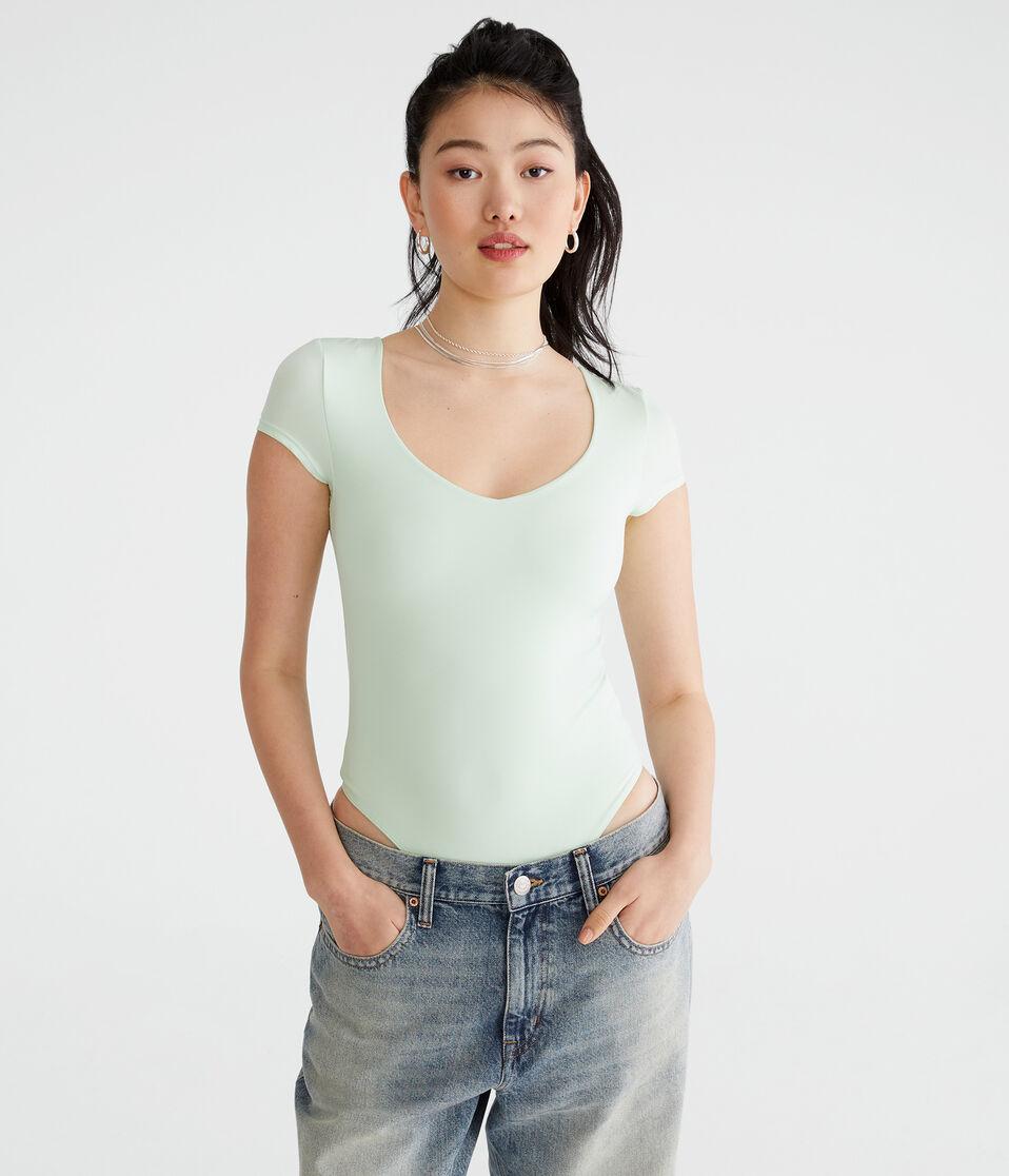 aéropostale Seriously Soft Smooth V-Neck Bodysuit pale vista