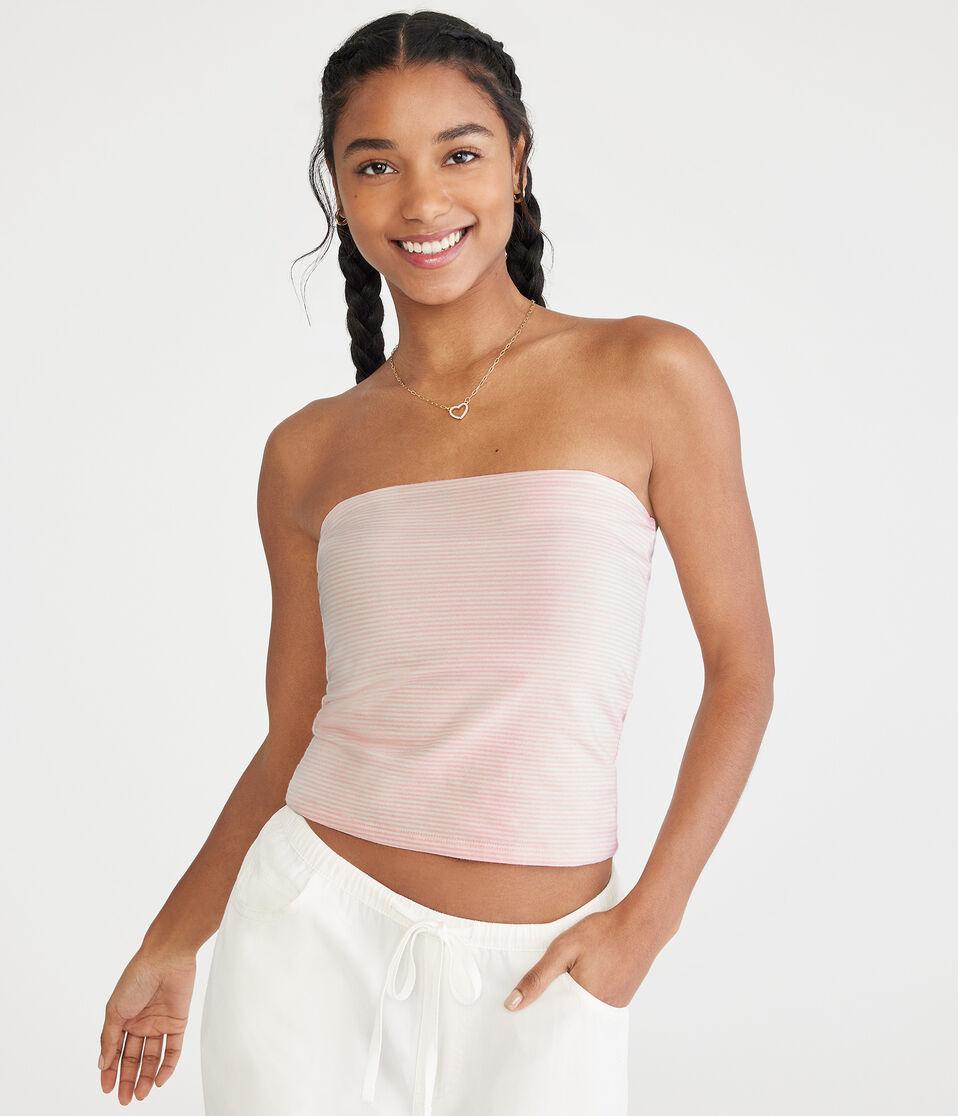 aéropostale Seriously Soft Striped Everyday Tube Top lotus pink