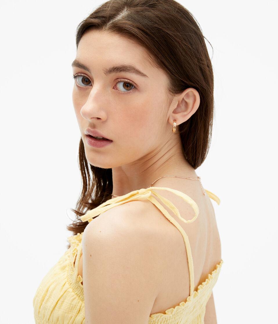 Aéropostale Smocked Button-Front Cropped Tie Tank Pale Banana