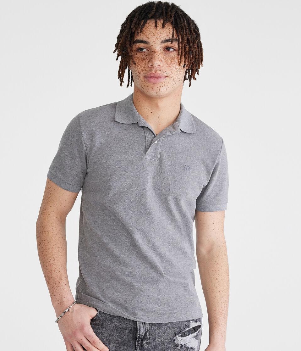 Aéropostale Tonal A87 Logo Piqué Polo Med Hthr Grey