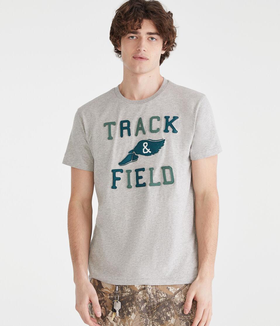 aéropostale Track & Field Appliqué Graphic Tee light heather grey
