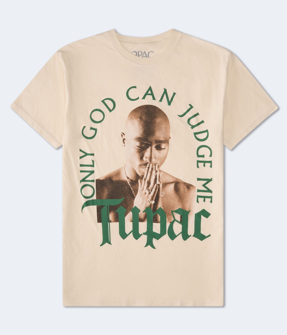 Aéropostale Tupac Only God Oversized Graphic Tee Cream