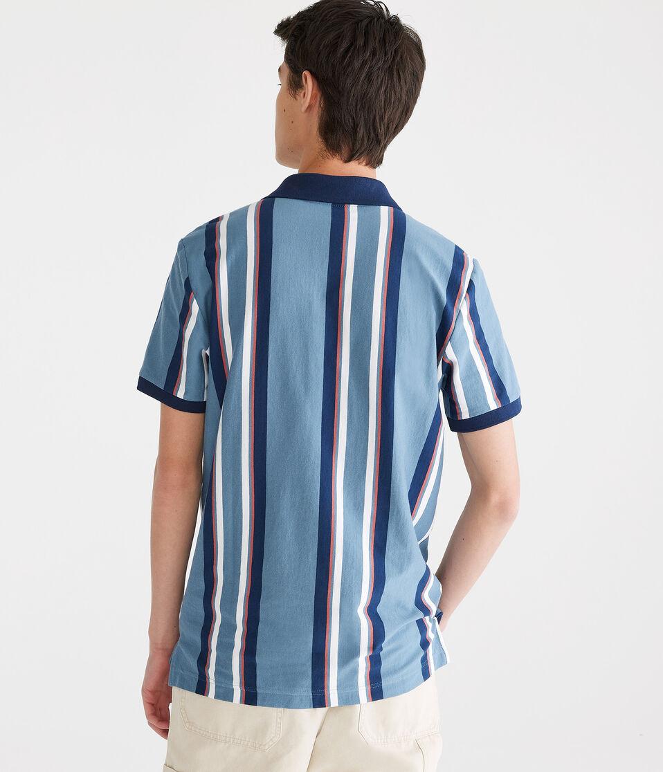 Aéropostale Vertical Stripe Jersey Polo Blue Shadow