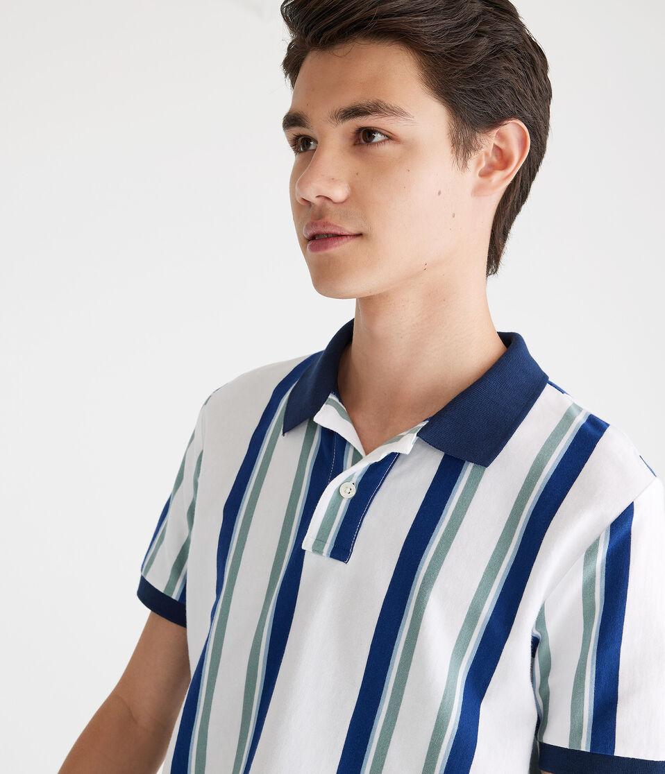 Aéropostale Vertical Stripe Jersey Polo Ethereal White