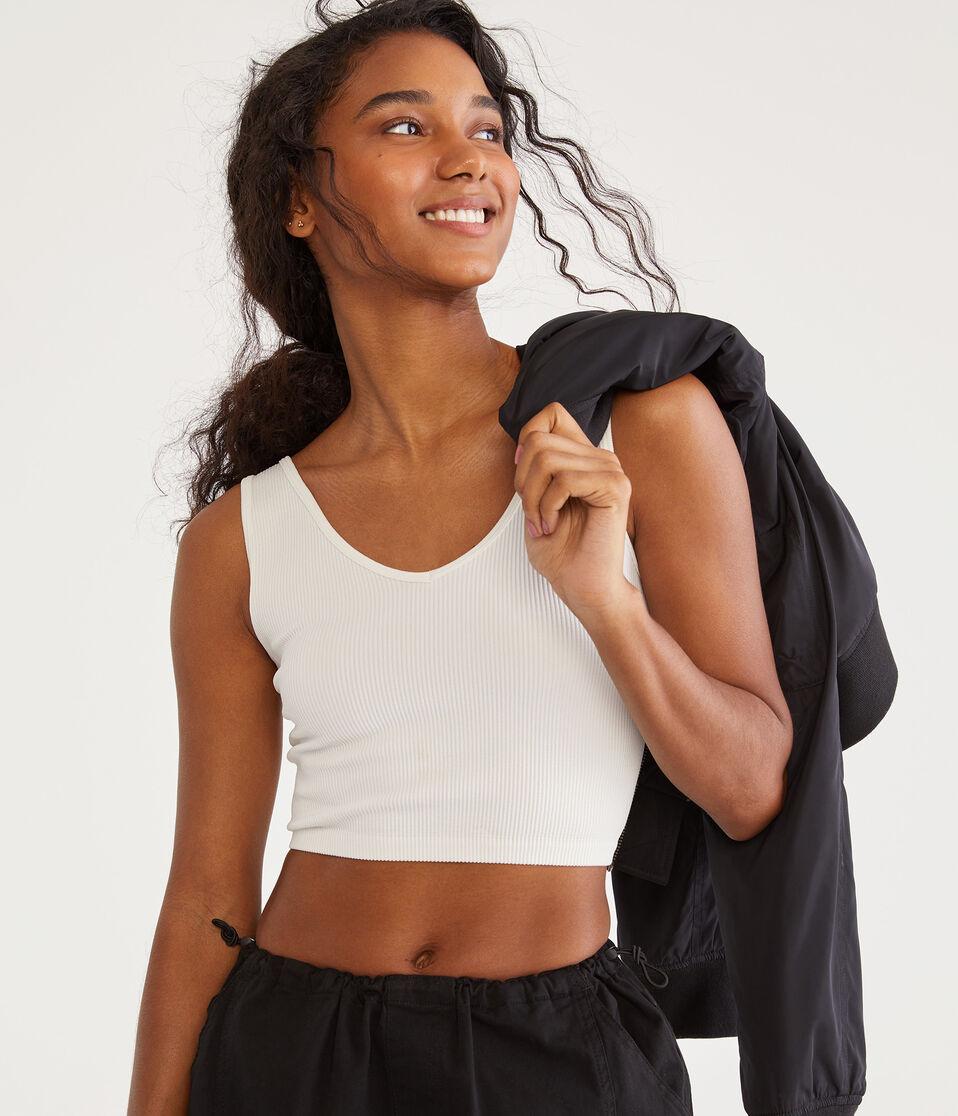 Aéropostale Wear 3 Ways Seamless Convertible Cropped Tank Cream