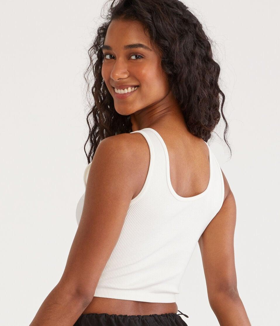 Aéropostale Wear 3 Ways Seamless Convertible Cropped Tank Cream